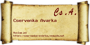 Cservenka Avarka névjegykártya